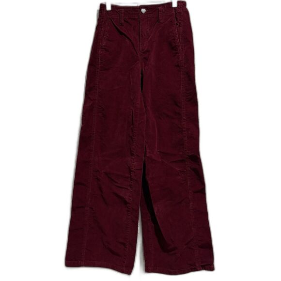 Celebrity Pink Wide Leg Burgandy Corderoy Pants Women's Size 1 Or 25 - Picture 1 of 10